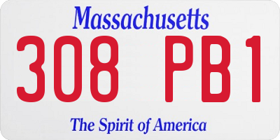 MA license plate 308PB1