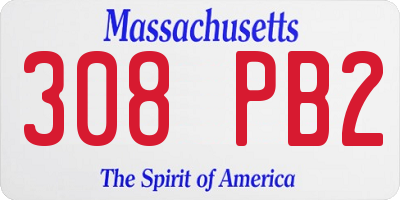 MA license plate 308PB2