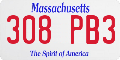 MA license plate 308PB3