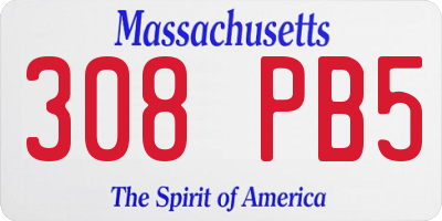 MA license plate 308PB5