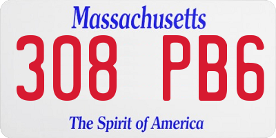 MA license plate 308PB6