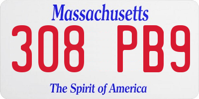 MA license plate 308PB9