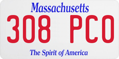 MA license plate 308PC0