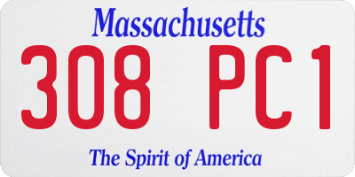 MA license plate 308PC1