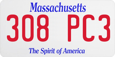 MA license plate 308PC3