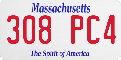 MA license plate 308PC4