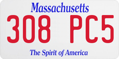 MA license plate 308PC5