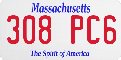 MA license plate 308PC6