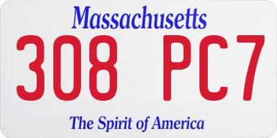 MA license plate 308PC7