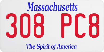 MA license plate 308PC8