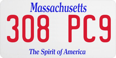 MA license plate 308PC9