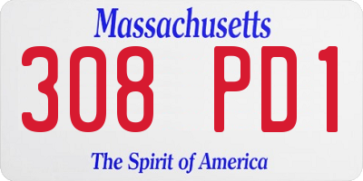 MA license plate 308PD1