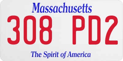 MA license plate 308PD2