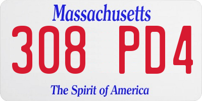 MA license plate 308PD4