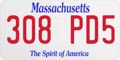 MA license plate 308PD5