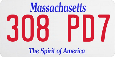 MA license plate 308PD7