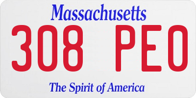 MA license plate 308PE0