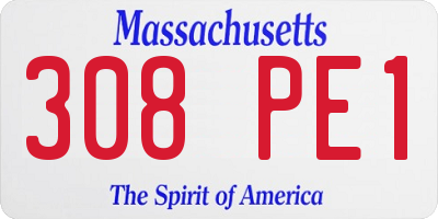 MA license plate 308PE1