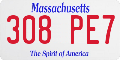MA license plate 308PE7