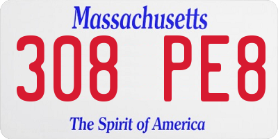 MA license plate 308PE8