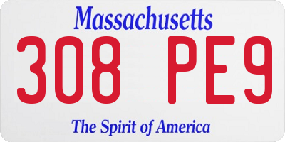 MA license plate 308PE9