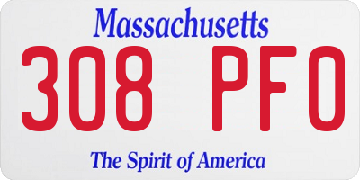 MA license plate 308PF0