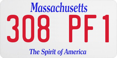 MA license plate 308PF1