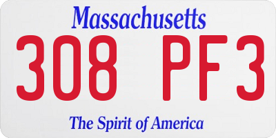 MA license plate 308PF3