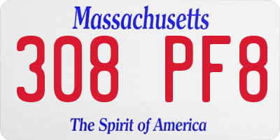 MA license plate 308PF8