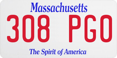 MA license plate 308PG0