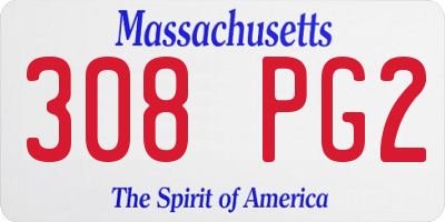 MA license plate 308PG2