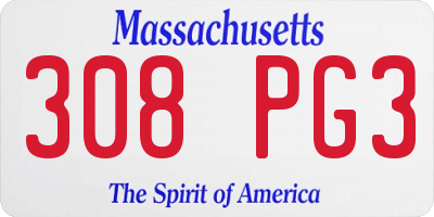 MA license plate 308PG3