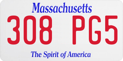 MA license plate 308PG5