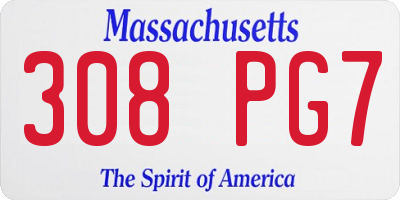 MA license plate 308PG7