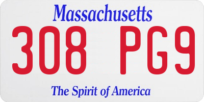 MA license plate 308PG9