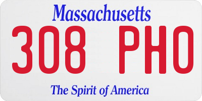 MA license plate 308PH0