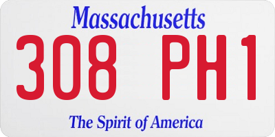 MA license plate 308PH1