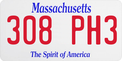 MA license plate 308PH3