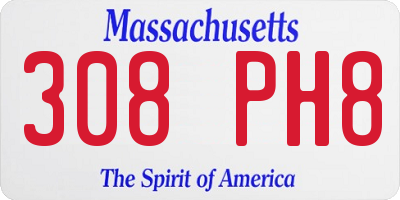 MA license plate 308PH8