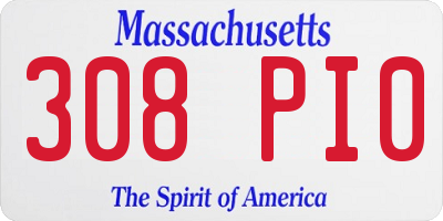 MA license plate 308PI0