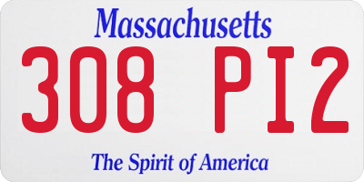 MA license plate 308PI2