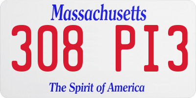 MA license plate 308PI3