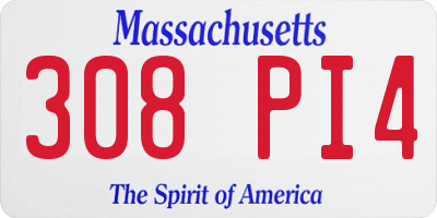 MA license plate 308PI4