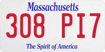 MA license plate 308PI7