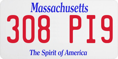 MA license plate 308PI9