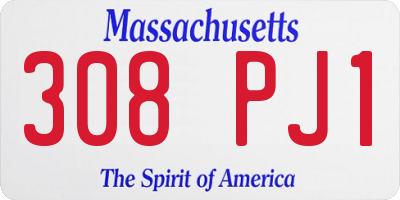 MA license plate 308PJ1