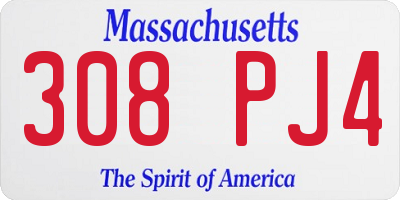 MA license plate 308PJ4