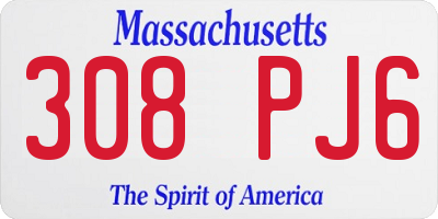 MA license plate 308PJ6