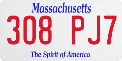 MA license plate 308PJ7
