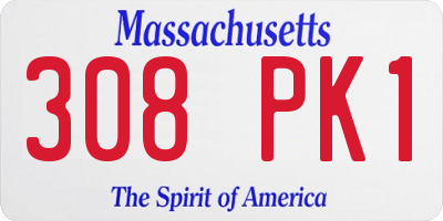 MA license plate 308PK1